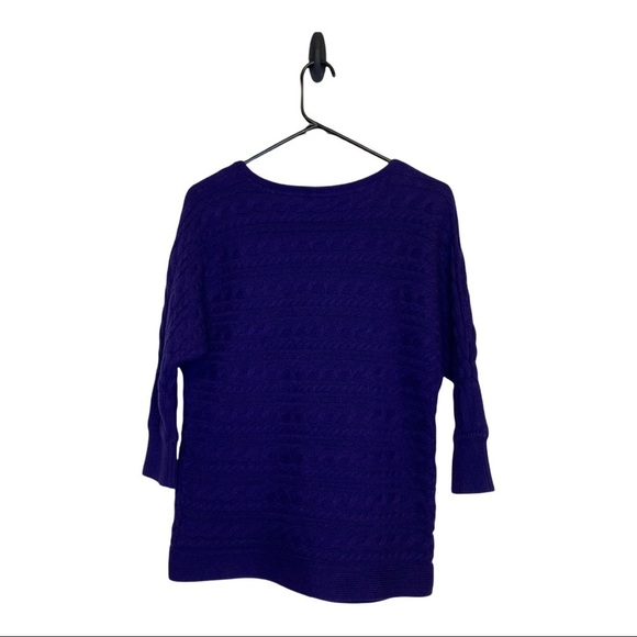 Banana Republic Factory Purple Large 3/4 Sleeve Cable Knit Sweater - Picture 2 of 7